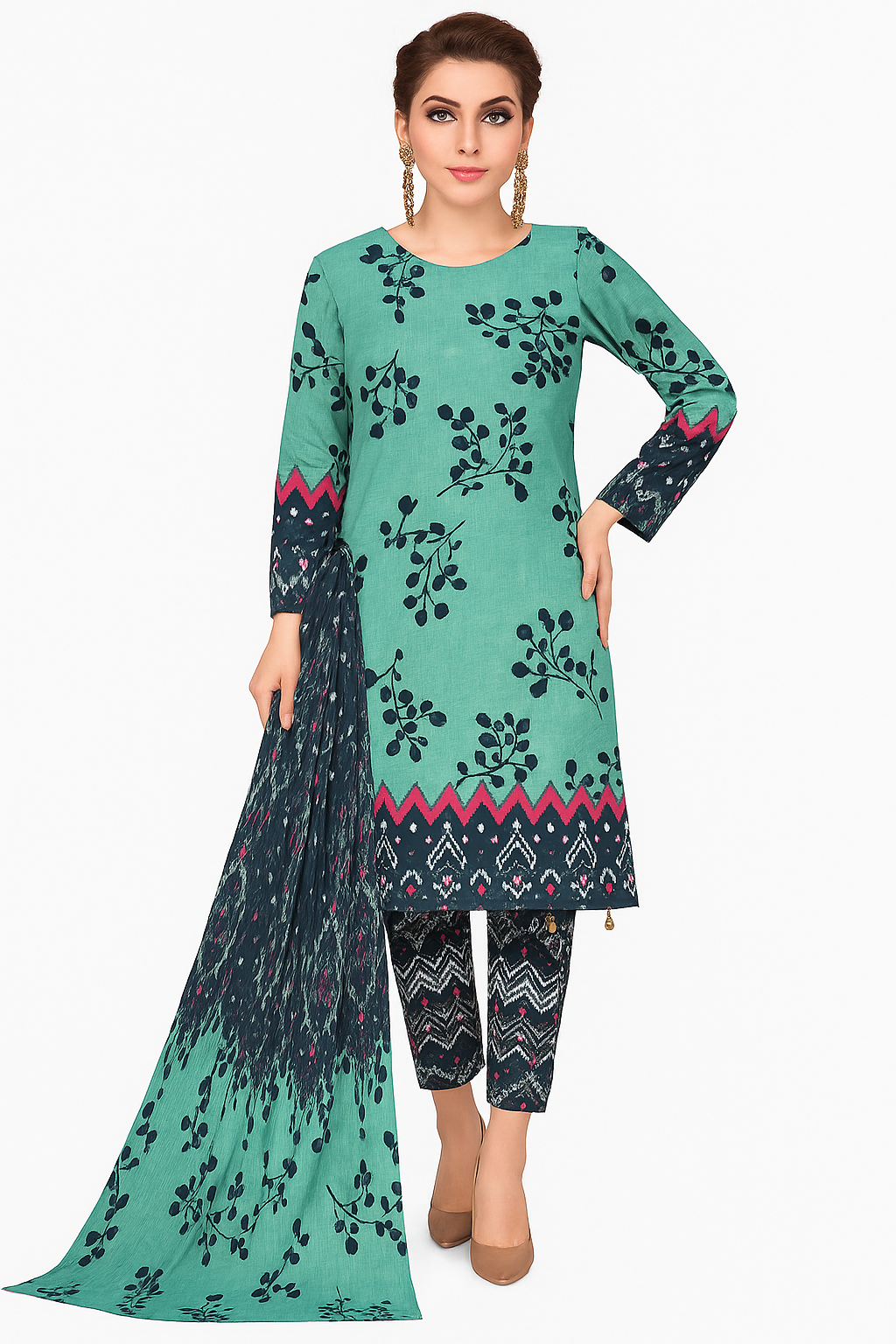 3-Piece Slub Lawn – Digital Print & Dupatta