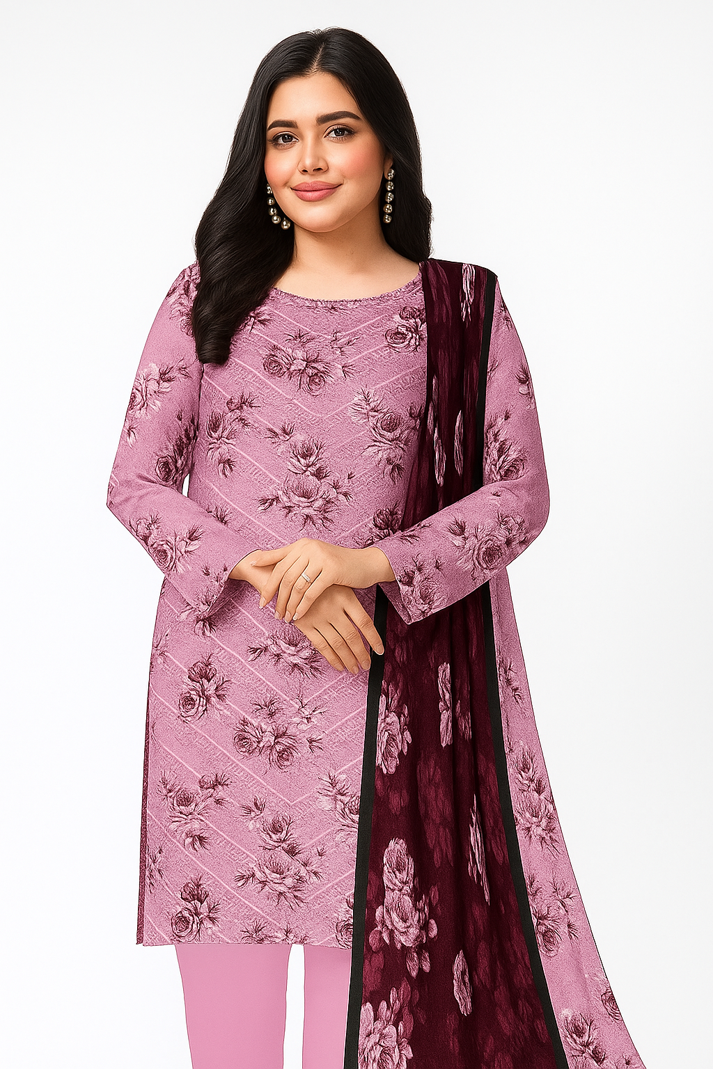 Chikankari Lawn Suit – 3 Piece with Digital Voile Dupatta
