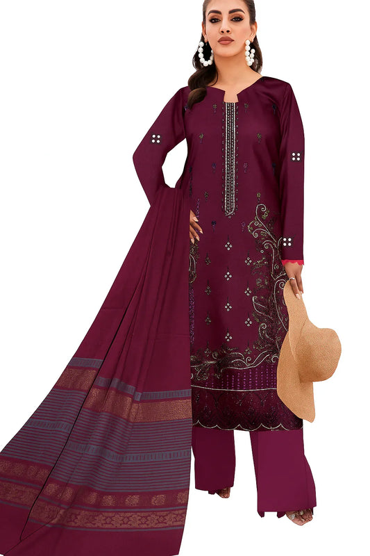 Noor 3-Piece Embroidered Lawn Suit | Jacquard Shawl & Dyed Trouser