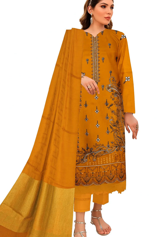 Noor 3-Piece Embroidered Lawn Suit | Jacquard Shawl & Dyed Trouser