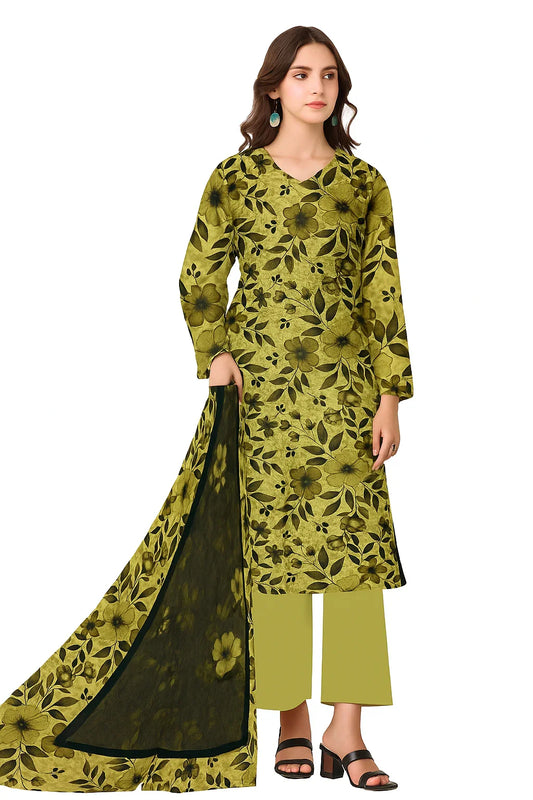 Chikankari Lawn Suit – 3 Piece with Digital Voile Dupatta