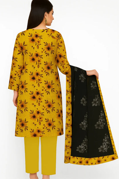 Chikankari Lawn Suit – 3 Piece with Digital Voile Dupatta