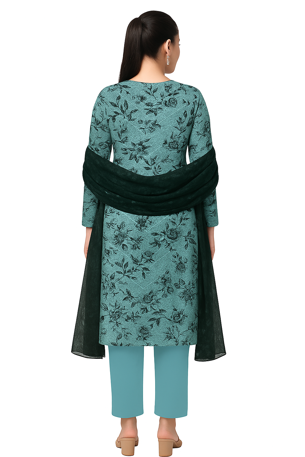Chikankari Lawn Suit – 3 Piece with Digital Voile Dupatta