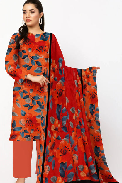 Chikankari Lawn Suit – 3 Piece with Digital Voile Dupatta (