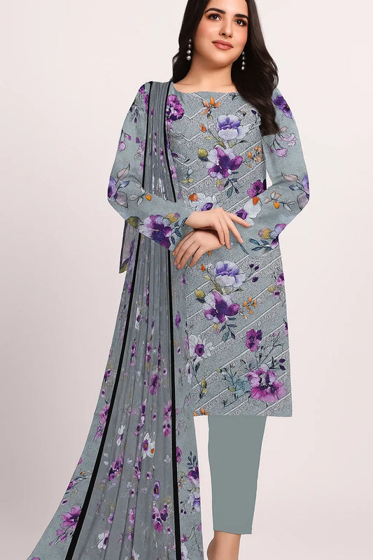 Chikankari Lawn Suit – 3 Piece with Digital Voile Dupatta
