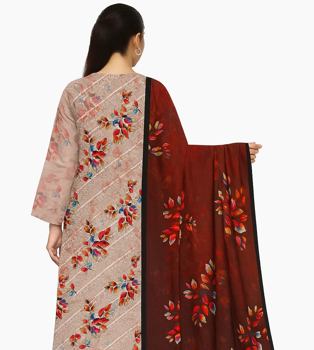 Chikankari Lawn Suit – 3 Piece with Digital Voile Dupatta