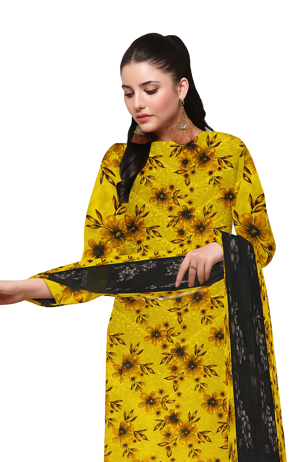 Chikankari Lawn Suit – 3 Piece with Digital Voile Dupatta