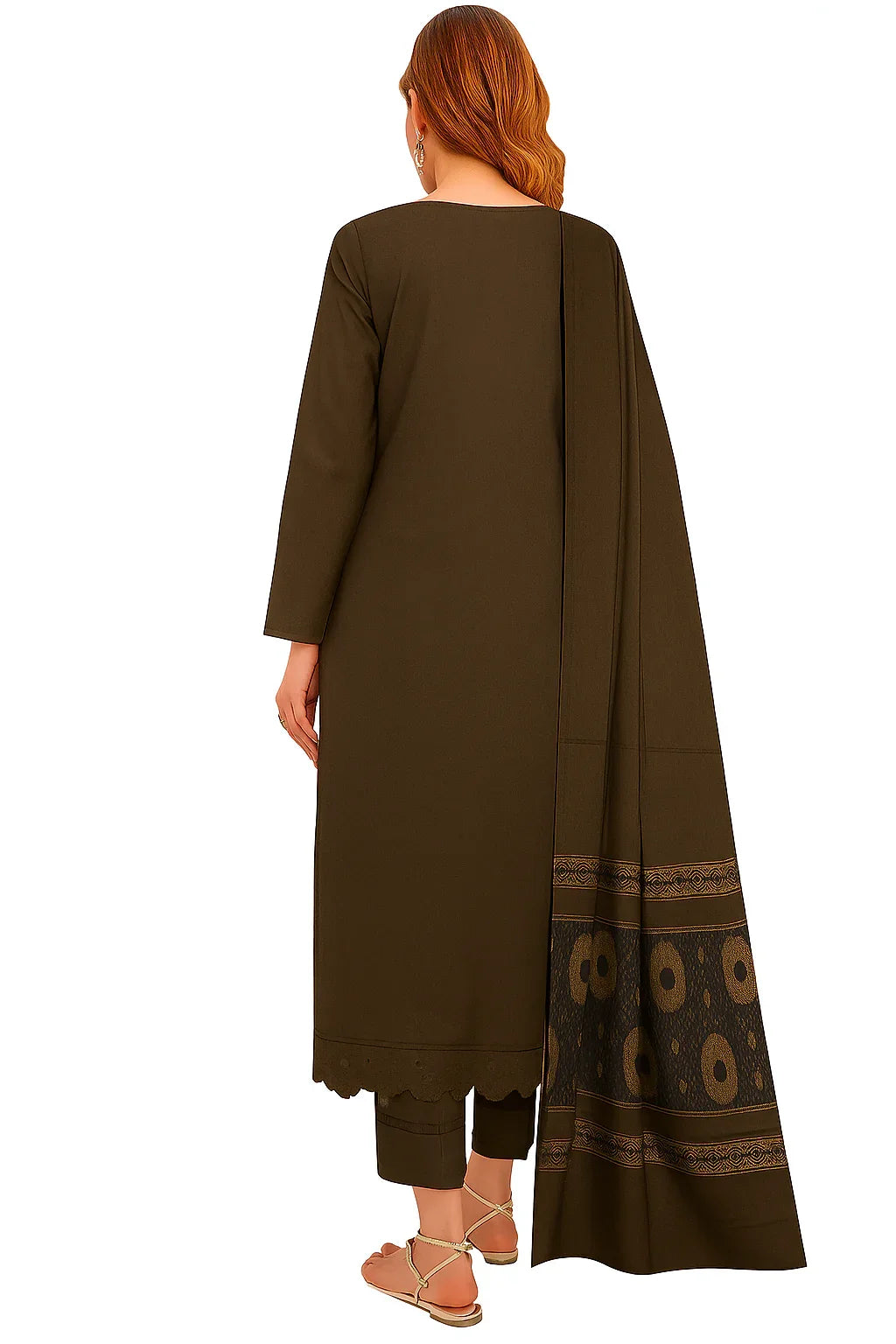 Noor 3-Piece Embroidered Lawn Suit | Jacquard Shawl & Dyed Trouser