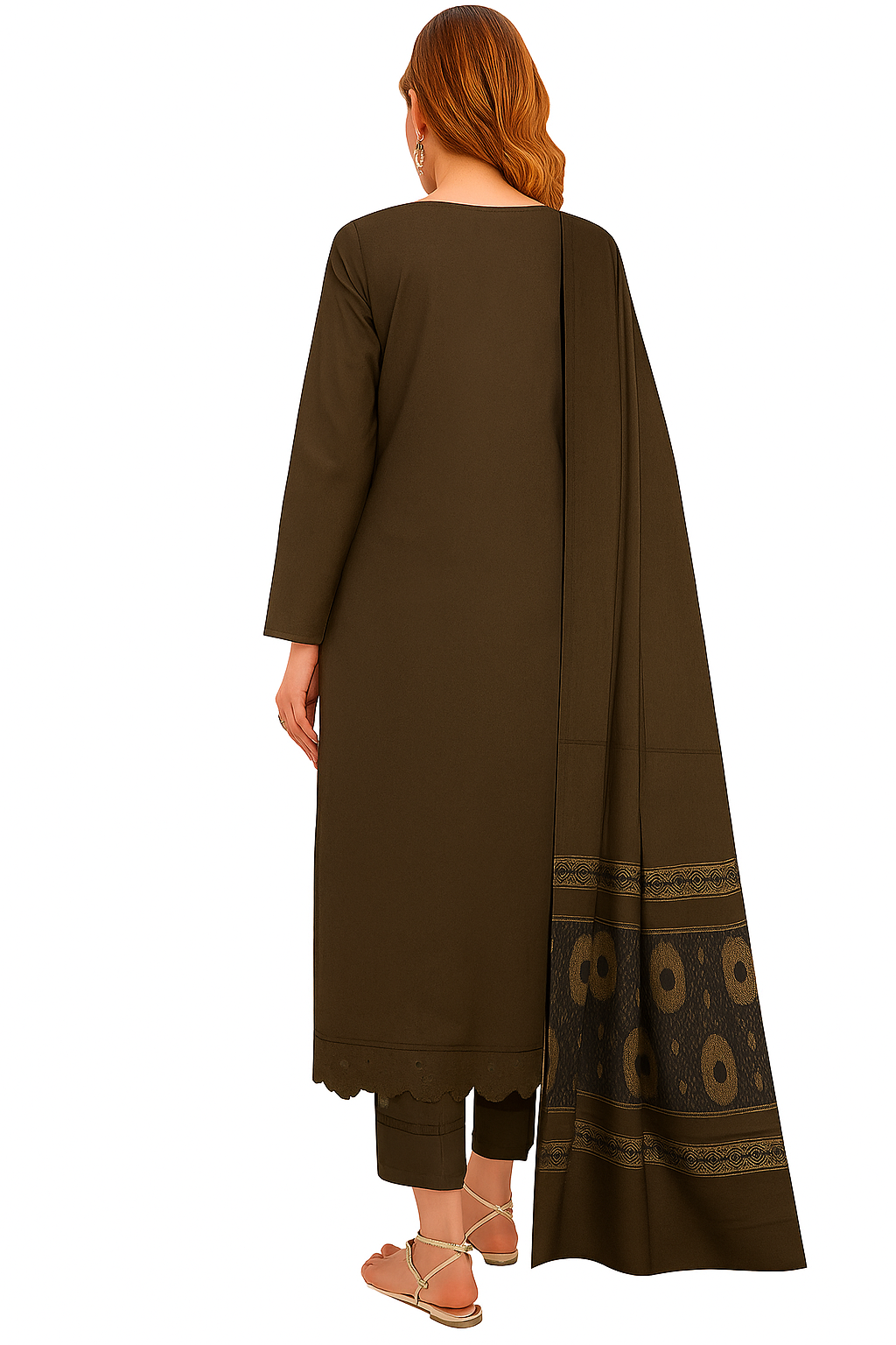Noor 3-Piece Embroidered Lawn Suit | Jacquard Shawl & Dyed Trouser
