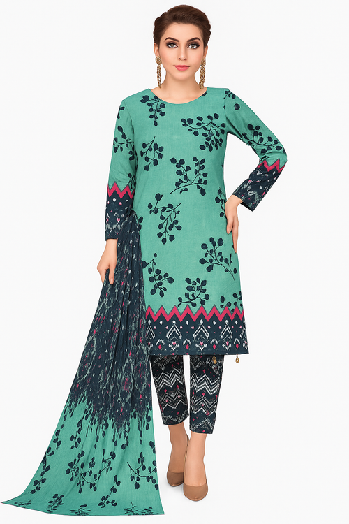 3-Piece Slub Lawn – Digital Print & Dupatta