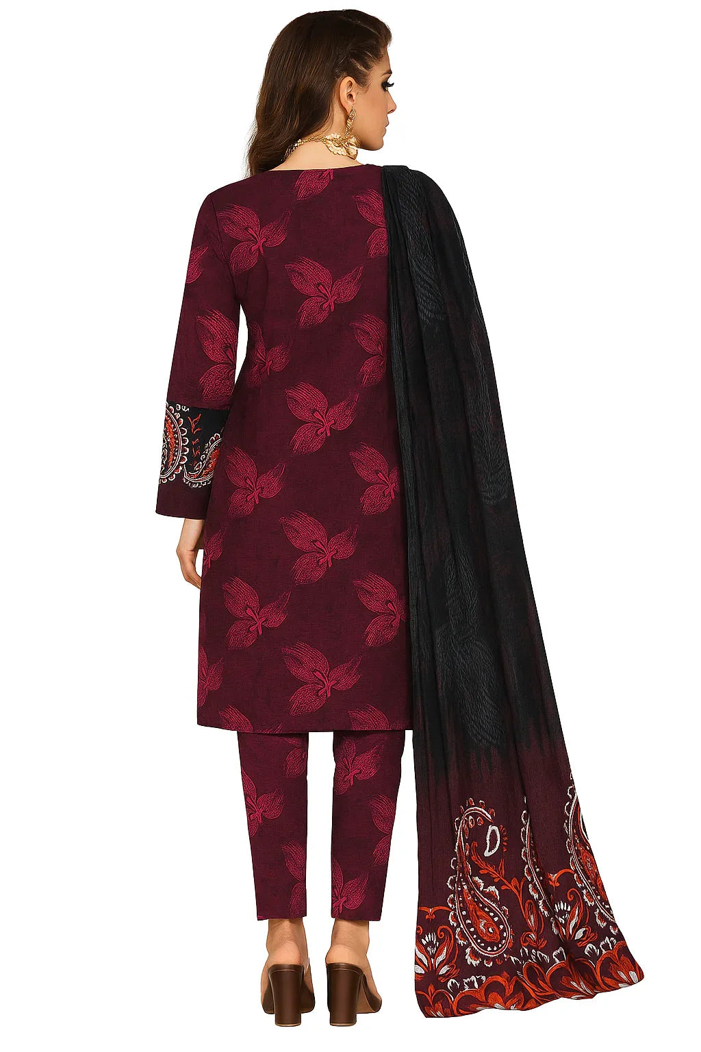 Digital Printed Slub 3-Piece Unstitched Suit | Summer Collection