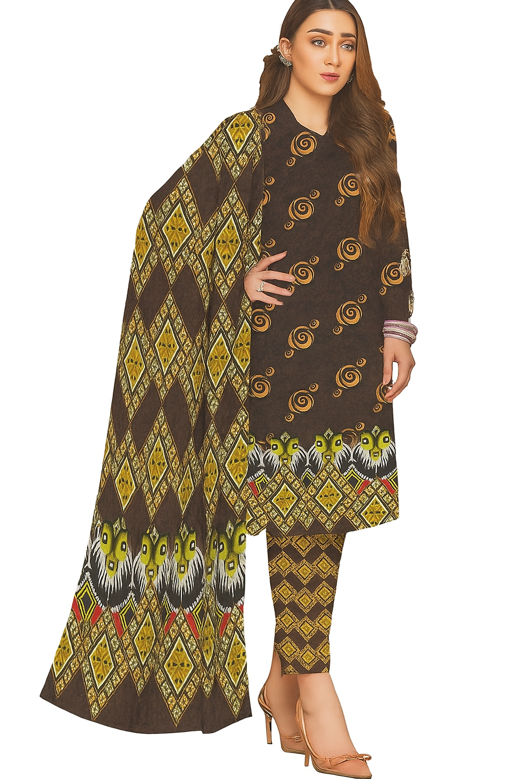 3-Piece Slub Lawn – Digital Print & Dupatta