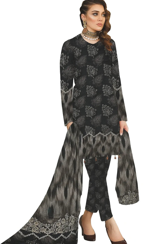 Digital Printed Slub 3-Piece Unstitched Suit | Summer Collection