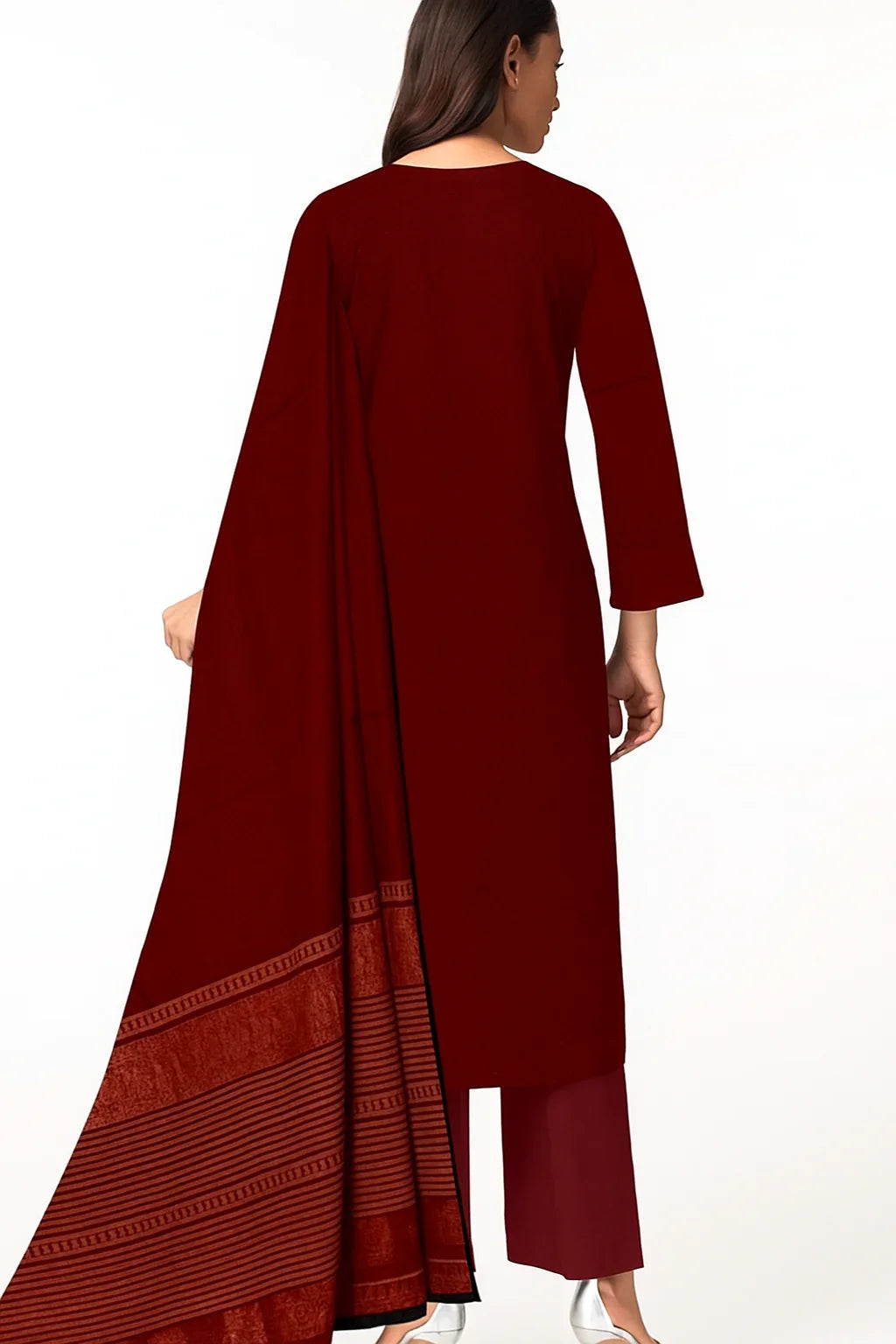 Noor 3-Piece Embroidered Lawn Suit | Jacquard Shawl & Dyed Trouser