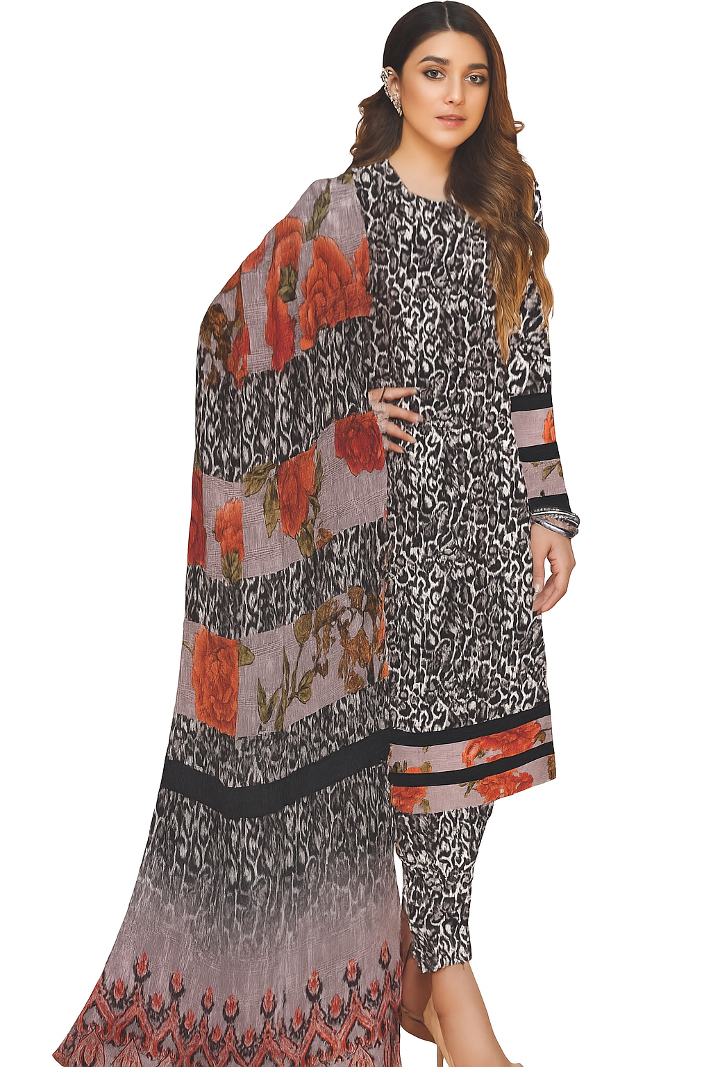 3-Piece Slub Lawn – Digital Print & Dupatta