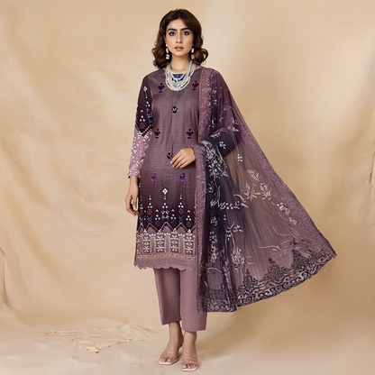 Digital Print Lawn with Embroidered  3-Piece Suit