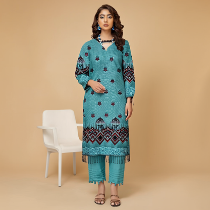 Digital Print Lawn with Embroidered  3-Piece Suit