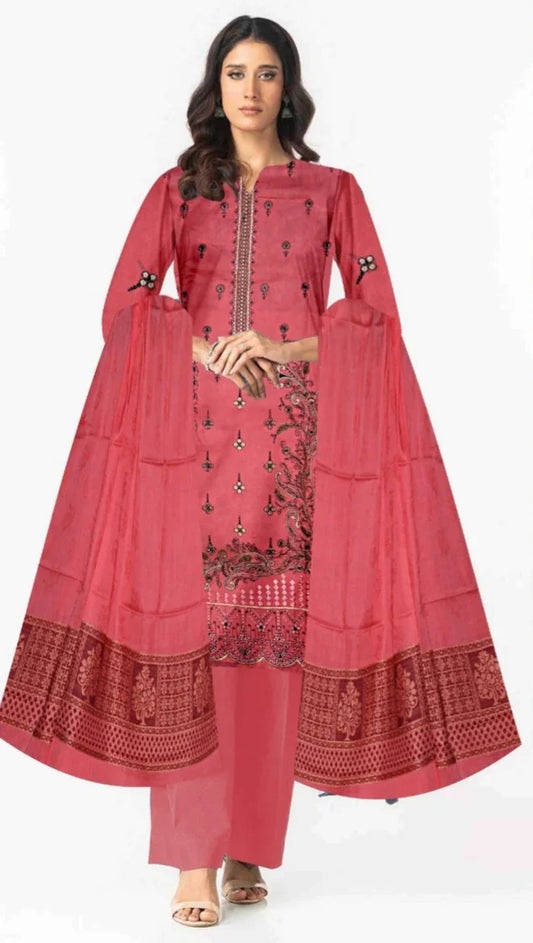 Noor 3-Piece Embroidered Lawn Suit | Jacquard Shawl & Dyed Trouser