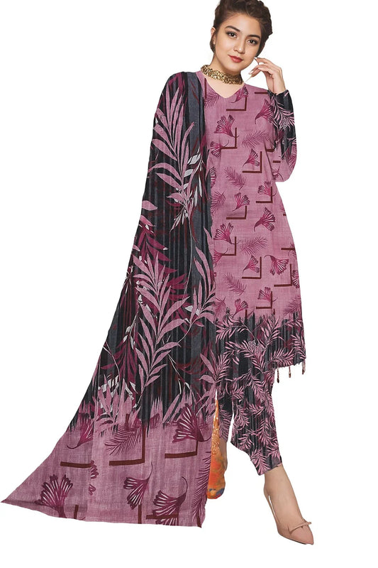 Digital Printed Slub 3-Piece Unstitched Suit | Summer Collection